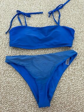 SHEIN Bright Blue Bandeau Bikini Set
